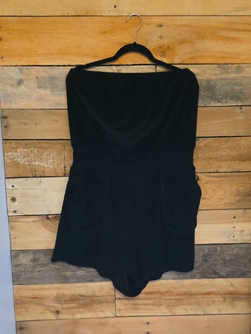 Torrid Black Strapless Romper with Pockets, Size 2, FUC